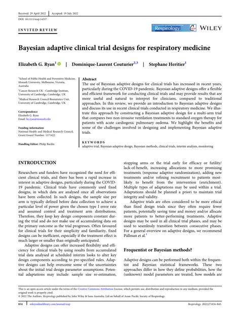 Bayesian adaptive clinical trial designs for respiratory medicine.